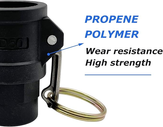 2PCS Camlock Fittings Poly NPT D-50 1/2" Type D Standard Couplings Cam lock Fittings Polypropylene Cam Groove Fitting Female Camlock with Female Threads (0.5 inch, Type D)