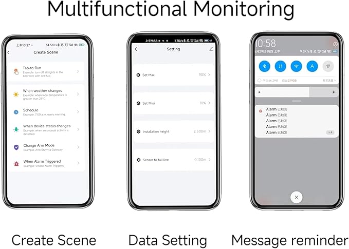 TLC2206 Tuya Smart Life Mobile APP Wireless WiFi Remote Ultrasonic Contactless Indoor Waterproof IP67 Liquid Water Oil Fuel Level Tank Monitor Sensor Controller Automatic Alarm Indicator
