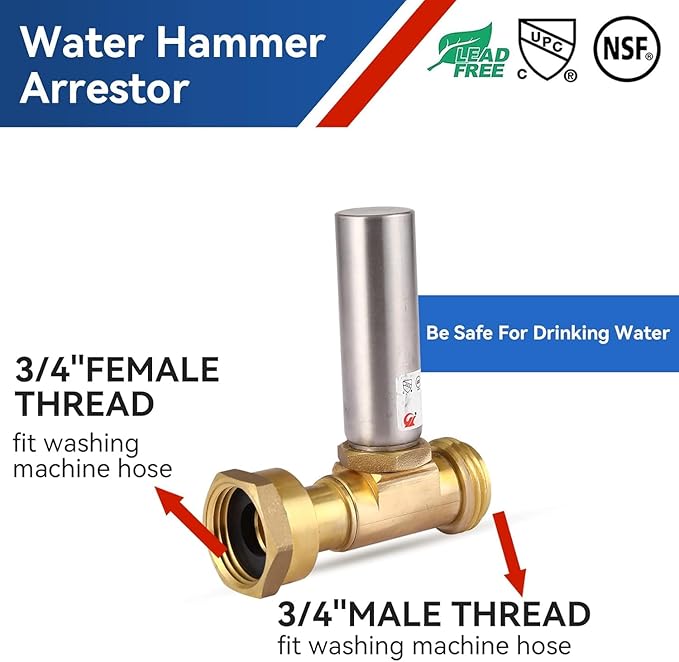 (pack of 40) EFIELD S-241 Stainless Steel Water Hammer Arrestor For Washing Machine, 3/4 Inch Swivel FHT x 3/4 Inch MHT,(HAMMER020-40PCS)