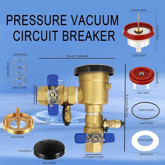 1" 720a Pressure Vacuum Breaker Assembly Heavy-Duty Brass Backflow Preventer Valve Replacement Max 400 Psi Anti-Siphon Protection For Irrigation Lawn Sprinkler Systems