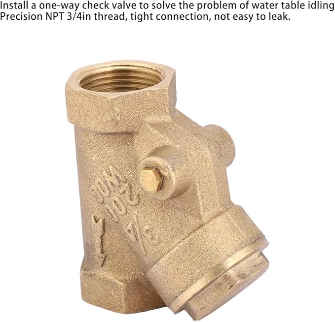 Brass Check Valve NPT 3/4 Inch Y Type One Way Non Return Valve High Pressure 1.6Mpa for Water Gas Plumbing Systems Industrial Use