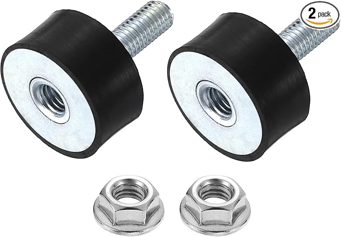 uxcell M8 Rubber Mounts, 2Pcs 30x15mm(DxH) Rubber Cylindrical Anti Vibration Isolator Shock Absorber with Lock Nut for Car Bobbin Generator Air Compressors