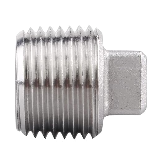 Stainless Steel 304 Cast Pipe Fitting, Square Head Cored Plug, Class 150, 1/2'' NPT Male (pack of 2)