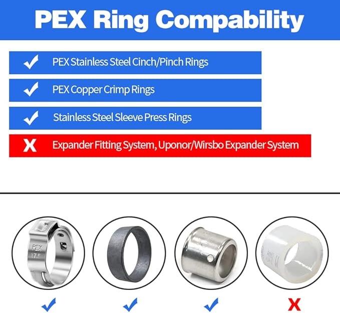15pcs 3/4" PEX Fittings, Elbow TEE Straight Couplings Set, PEX Brass Crimp Fitting Combo with Tees, Elbows, Straights