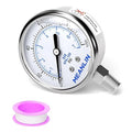 MEANLIN MEASURE 0~100Psi Liquid Filled Pressure Gauge Stainless Steel with 316 Stainless Steel Joint 1/4" NPT 2.5" FACE DIAL for Well Pump Tire Water Pressure Tester Lower Mount