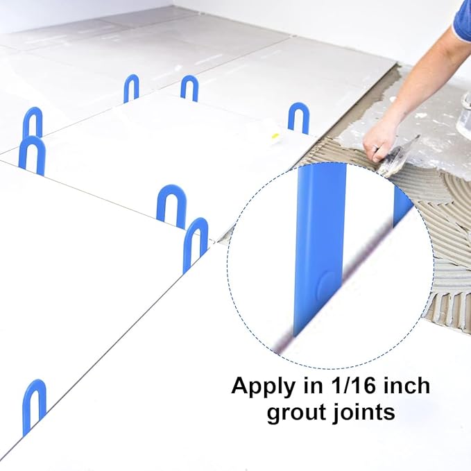 DGSL Tile Leveling System Tile Spacers 1/16 Inch, 1000 pieces Horseshoe Shim U Shape Plastic Tile Leveling Clips for Various Types of Tile Leveling (Blue)