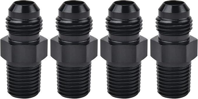 EVIL ENERGY 6AN Male Flare to 1/4" NPT Pipe Fitting Adapter Aluminum Straight Black 4PCS