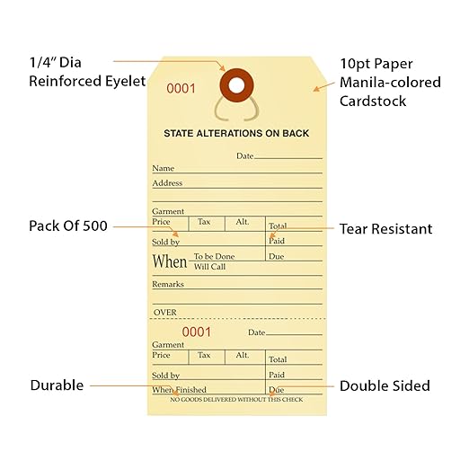 SmartSign Numbered Alteration Tags | 3.125" x 6.25" Manila Stock, Pack of 500