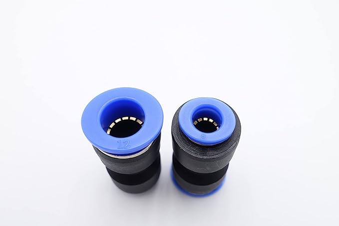 Push to Connect Fitting 12mm Tube OD x 8mm Tube OD Reducer, Pneumatic Air Water Straight Union Two Way Connector/Coupler (Pack of 5)