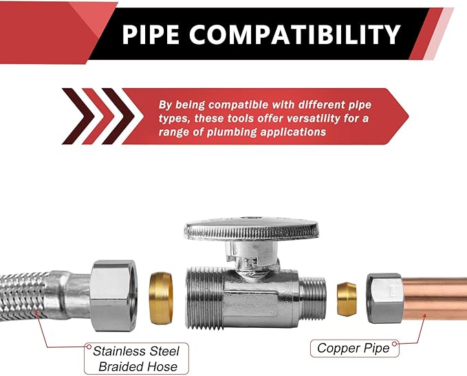 2-Pack EFIELD Straight Stop Valve 1/2" Nominal (5/8" OD) Compression x 3/8" OD, 1/4-Turn,(VALVE122-2PCS)