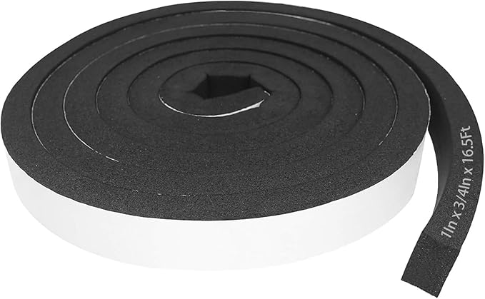 Storystore Foam Insulation Tape Self Adhesive, 1In x 3/4In x 16.5Ft Weather Stripping for Doors and Windows, Sound Proof Soundproofing Door Seal, Weatherstrip, Air Conditioning Seal Strip