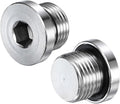2-Pack Inner Hex Head Pipe Fitting Plug, 1/2 NPT 304 Stainless Steel Socket Bung Plug with Sealing Ring for Terminate Pipe Ends/Replacement Drains