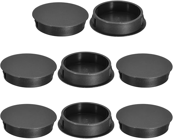 uxcell 8Pcs 40mm(1-9/16") Nylon Hole Plugs, Flush Type Panel Round Snap in Fastener Knockout Locking Plugs for Furniture Insert End Caps Panels, Black