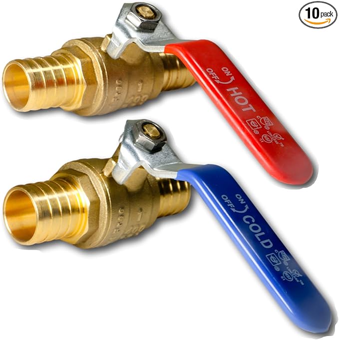 XFITTING 10 Pieces 1" Pex Ball Valve Hot and Cold, 24-2-5&6=10X (10)