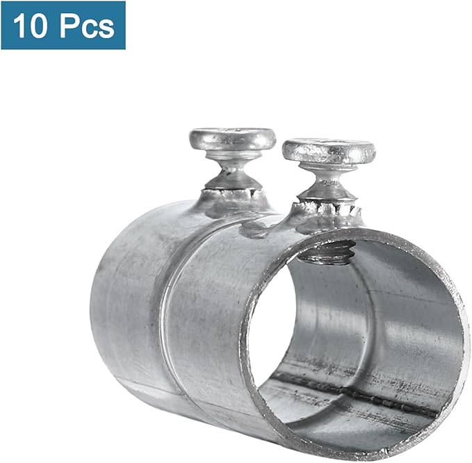 uxcell EMT Coupling, 16mm(5/8 inch) EMT Set Screw Coupling Conduit Fittings 47mm Length Electrical Conduit Pipe Connector 0.6mm Wall Thick, 10 Pack