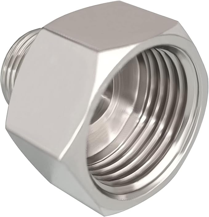 Nickel Plated Brass Pipe Fitting Water Hose Adapter G 1/2 Female to 3/8 Male Compression Converter Reducer Connector for Kitchen Faucet with Rubber Washers (Pack of 4)