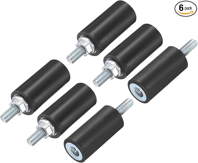 uxcell 6pcs M5x15mm Rubber Isolator Mounts with Studs 15x30mm Male Female Vibration Shock Absorber Zinc Plated Cylindrical Thread Mounts Anti Vibration Isolators with 6pcs M5 Lock Nuts