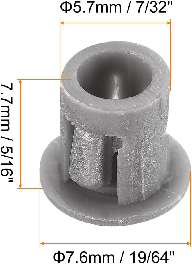 uxcell 7/32" Plastic Hole Plugs, 110Pcs Flush Type Panel Round Snap in Fastener Knockout Locking Plugs for Furniture Insert End Caps Panels, Gray