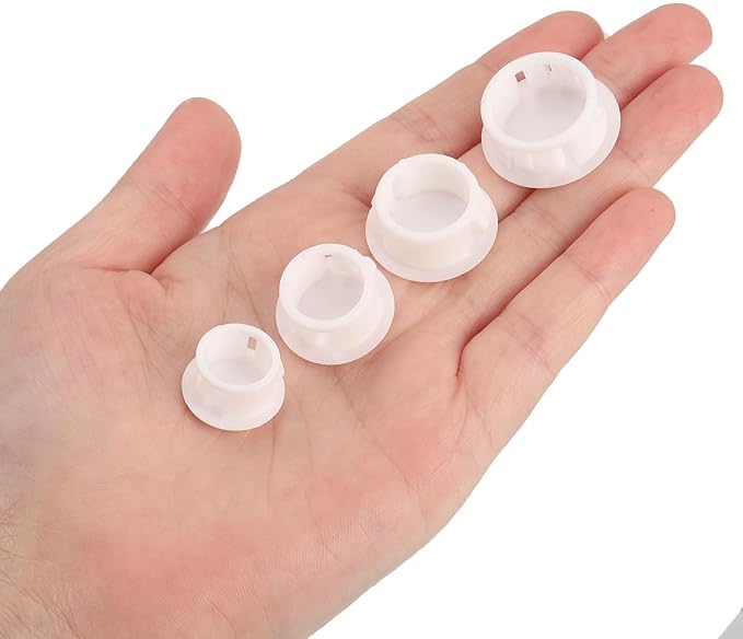 uxcell 25/32" Plastic Hole Plugs, 36Pcs Flush Type Panel Round Snap in Fastener Knockout Locking Plugs for Furniture Insert End Caps Panels, White