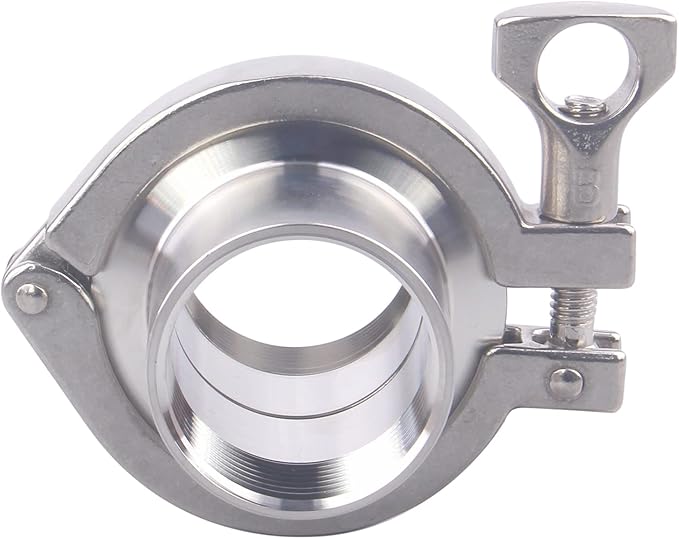 DERNORD 2 Pcs Sanitary Female Threaded Ferrule Pipe Fittings + SUS304 Tri-clamp (Tri-clover Clamp) + FKM Gasket (Female Threaded Pipe Size:1-1/4 Inch DN32)