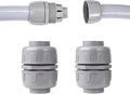 (2Pcs) NPT 1-1/4 inch Liquid-Tight Connector,PVC Flexible Conduit Double-Ended Connector,Straight 180 Degree,Two-Way Conduit Connector,Electrical Conduit Fittings