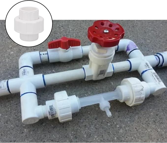 4Pcs 1" PVC Union Coupling Pipe Fitting (Socket x Socket) 1Inch PVC Slip Union PVC Adapter Coupling Schedule 40, EPDM O-Ring, White