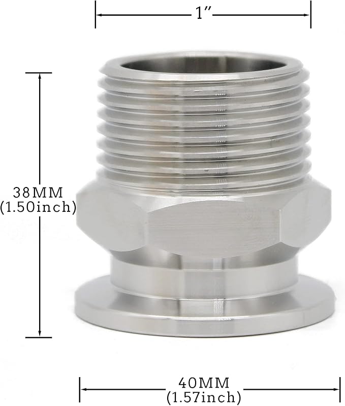 SS304 KF25 NPT Male Adaptor thread 1" NW25 KF Male coupling ISO-KF25 X NPT 1"