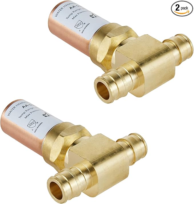 2-Pack EFIELD Water Copper Hammer Arrestor MH-210 Pex-A Expansion 1/2-inch Tee Connection, ASTM F1960,(HAMMER008-2PCS)