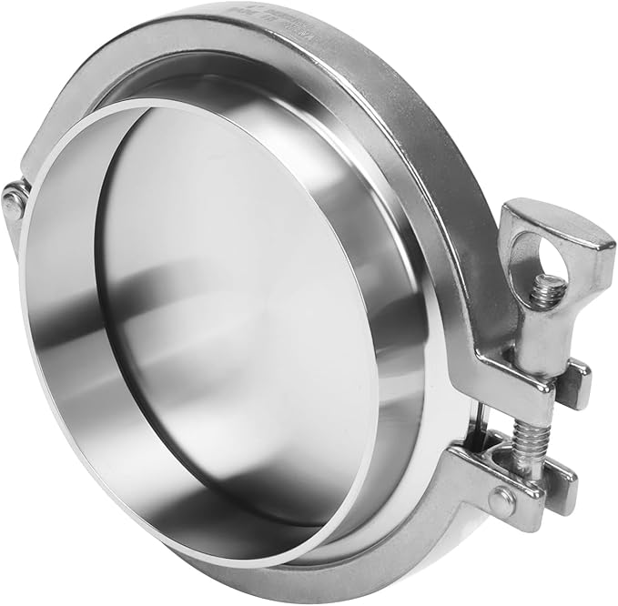 DERNORD 4" Sanitary Pipe Fittings Set, Stainless Steel End Cap + Weld Ferrule + Tri Clamp + FKM Gasket