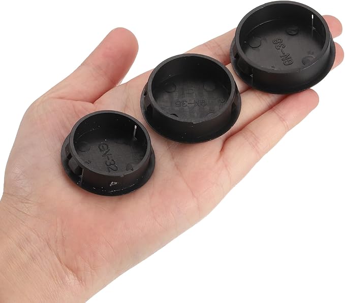 uxcell 1-1/2" Plastic Hole Plugs, 36Pcs Flush Type Panel Round Snap in Fastener Knockout Locking Plugs for Furniture Insert End Caps Panels, Black