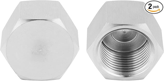 Yoebor 304 Stainless Steel Pipe Fitting Hex Cap Heavy Duty 1/4" NPT Female (Pack of 2)