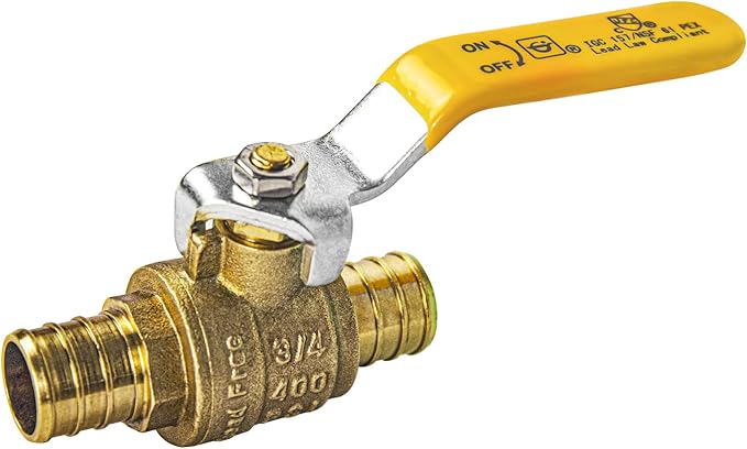 AB (10 Pack) 3/4 Inch X 3/4 Inch Full Port PEX Ball Valve, Water Shut Off Valve with 20 Pcs Stainless Steel Cinch Crimp Rings, UPC Certified