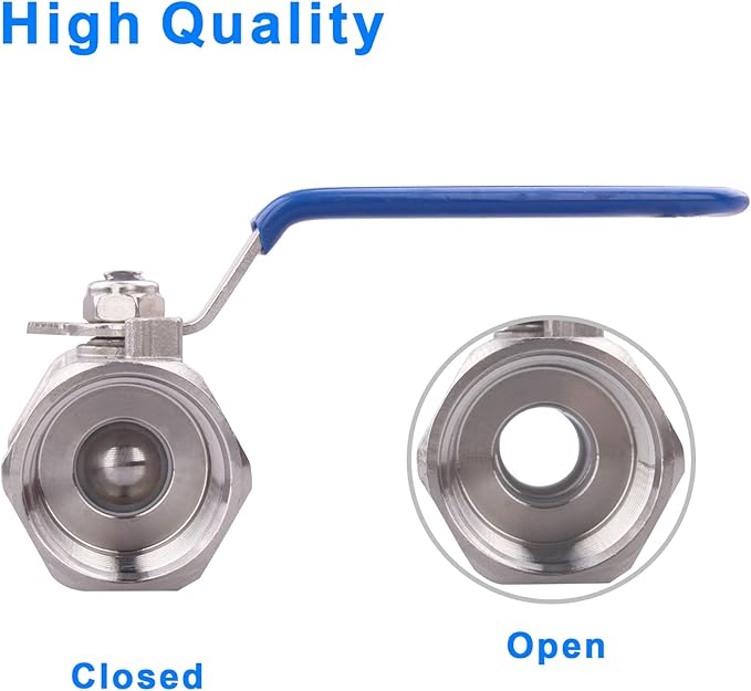 DERNORD Stainless Steel Ball Valve 1PC Type 1 Inch NPT Standard Port for Water, Oil, and Gas (1 Inch Ball Valve)