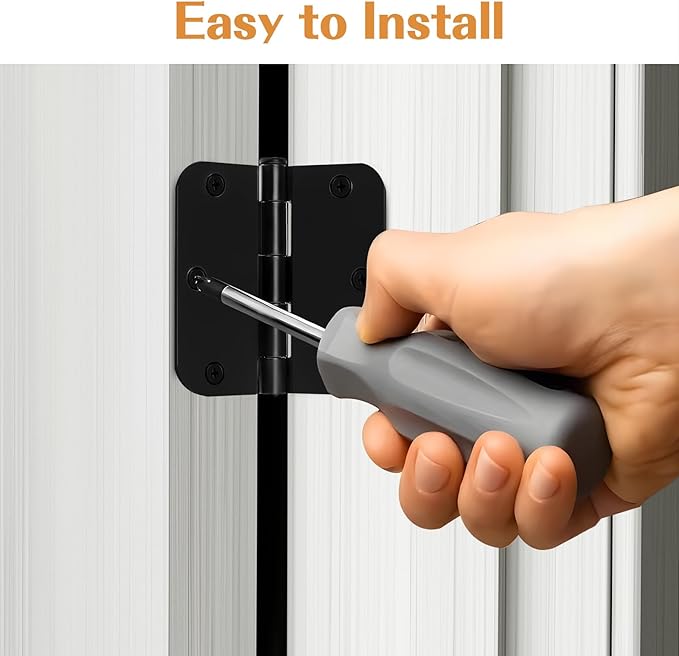 Probrico Interior Door Hinges Black, 3.5 X 3.5 Inch Door Hinges Rounded 5/8" Radius Corners, Black Hinges for Door Hardware, 48 Pack