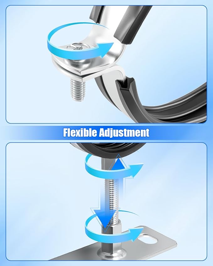 2 Pcs 4 Inch Adjustable Pipe Bracket, Split Ring Pipe Hanger, Heavy Duty B Vent Wall Strap Round Gas Vent Strap, Chimney Support Mount with Mounting Screws Anti-Slip Pads