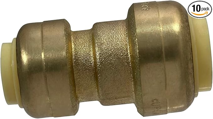 XFITTING Push Fit 1/2 Inch x 3/8 Inch Push Fit Coupling, Push Fit Reducing Coupling, 27-6-8=10XX, 10 Pieces