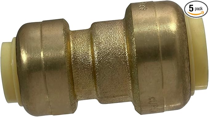 XFITTING Push Fit 1/2 Inch x 3/8 Inch Push Fit Coupling, Push Fit Reducing Coupling, 27-6-8=5XX, 5 Pieces