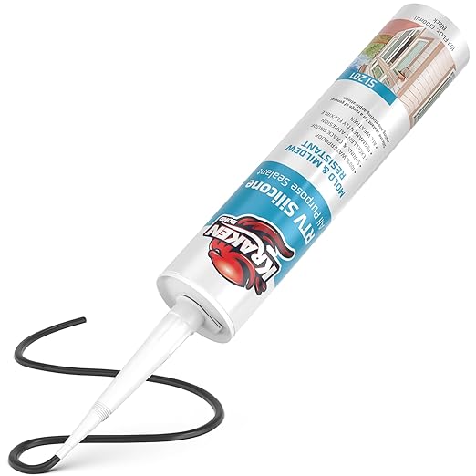 Kraken Bond Black Silicone Sealant Waterproof% 100-10 fl oz Cartridge, RTV Silicone Caulk Kitchen and Bathroom, All Purpose, Window Caulking Sealant Outdoor, RV, Exterior Use Silicon - 2 Pack
