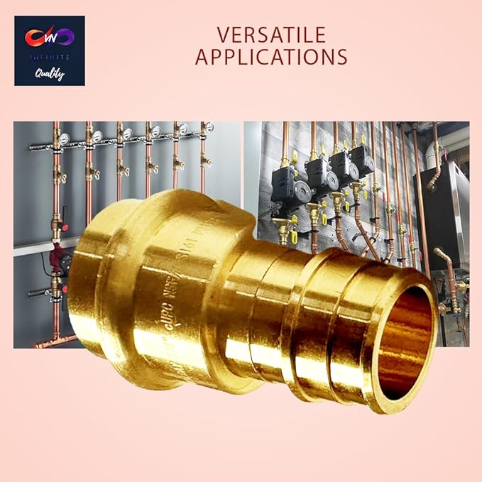 1/2 Inch PEX Expansion Coupling Brass Adapters for Copper - 1/2 inch Press - PEX Pipe Connection Press Fittings 1/2" (Pack of 5)