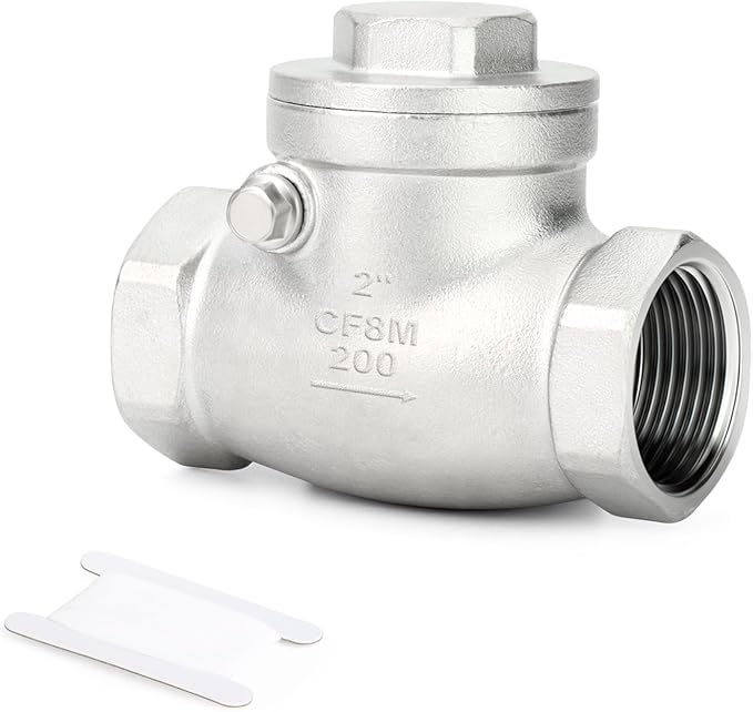 TAISHER 1PCS 304 Stainless Steel 2" Female Swing Check Valve，Backflow Prevention, One Way Check Valve CF8 WOG 1000