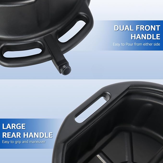 HKTE 16L (4.2 Gallon) HDPE Oil Drain Pan, Large Capacity,High-Density Polyethylene, Anti-Splash