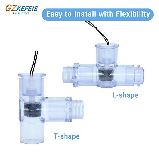 SS1 Condensate Overflow Float Switch for HVAC Systems, Upgraded Transparent Blue PVC with 3/4 Inch Adaptor and 6FT Wire