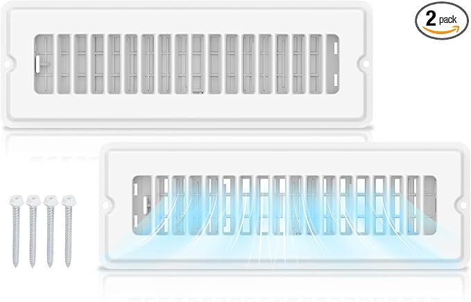 Floor Register 2x10-2 Pack Vent Covers for Home Floor Wall Ceiling with Screw Heavy Duty Steel Walkable Finish Metal Floor Vent Covers Adjustable Airflow HVAC Register Grilles