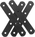 PRETYZOOM 4pcs Flat Straight Brackets Heavy Duty Mending Plates Repair Brace for Furniture Shelf Cabinet Post Base Reinforcement Black