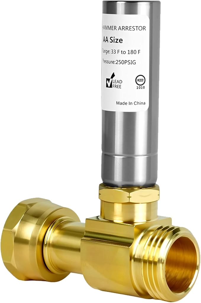 Stainless Steel Water Hammer Arrestor For Washing Machine， 3/4 Inch Swivel FHT x 3/4 Inch MHT，Designed for Washing Machine, Reduce Banging Noise