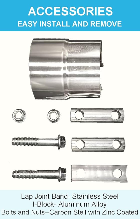 2.5 Inch Exhaust Clamps 4 Packs,2 1/2in Lap Joint Band Clamp 304 Stainless Steel for Muffler Pipe Repair,Catalytic Converters