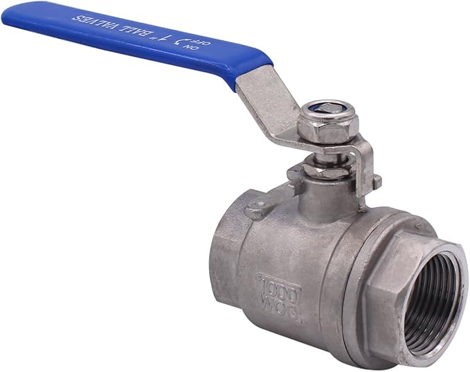 DERNORD Ball Valve Stainless Steel 304 1" NPT Heavy Duty for Water, Oil, and Gas with Blue Locking Handles (Pack of 2)
