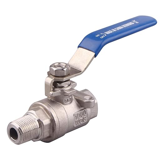 DERNORD Full Port Ball Valve 3/8 Inch - Male x Female Stainless Steel 304 Heavy Duty for Water, Oil, and Gas,1000WOG (3/8 Inch NPT)