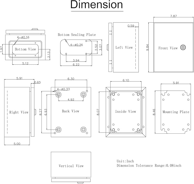 VEVOR NEMA Steel Enclosure 10×8×6,NEMA 4X Steel Electrical Box,IP66 Waterproof & Dustproof,Outdoor/Indoor Electrical Junction Box,with Mounting Plate