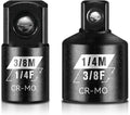 BLACKROBOT 2PCS Socket Adapter and Reducer Set, 3/8" to 1/4" & 1/4" to 3/8" Impact Socket Set, SAE Drive Cr-Mo Steel Exceeds ANSI Standards, Square Drive for Impact Driver Wrench